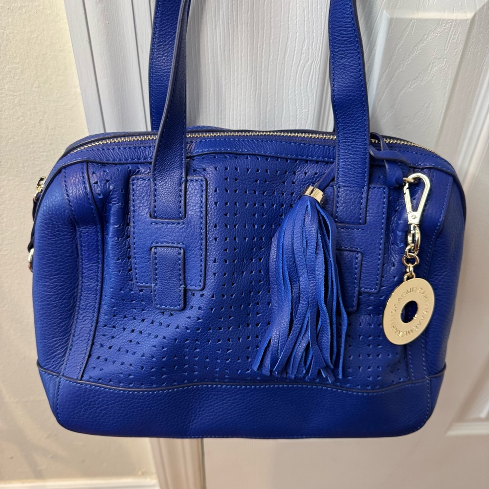 Isaac Mizrahi Blue Leather Shoulder Bag